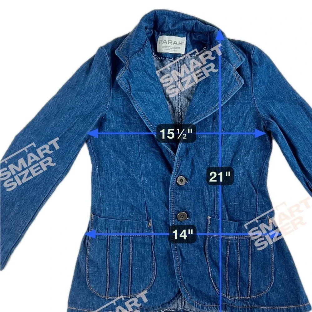 Kids Vintage 70s Denim Blazer Blue Western Americana Farah Made in‎ USA